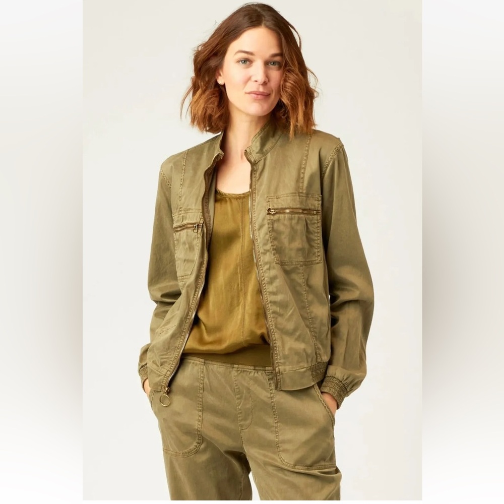 XCVI Quinn Bomber Jacket, Green Pigment NWT